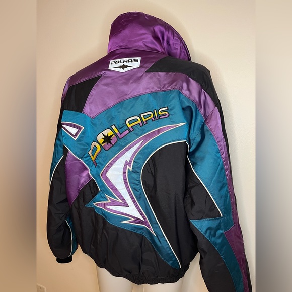 Vintage Blue Polaris Snowmobile Ski Insulated Winter Jacket USA Mens Large. - Picture 5 of 8